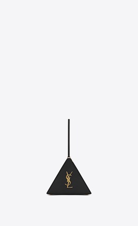 SAINT LAURENT YSL boxes Woman Pyramid clutch in black leather a_V4